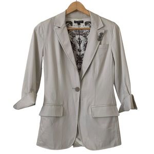 Royal Underground Nikki Sixx Womens Beige Blazer Sz XS Lace-Up Corset Style Back